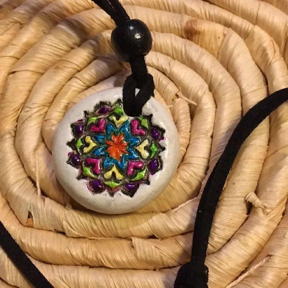 Hand made Mandala pendant with essential oil
